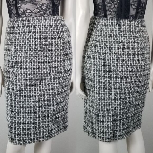 Lord & Taylor 80s/90s VTG Black White Tweed Mohair Wool Blend Skirt Suit Size 6 - Picture 7 of 15